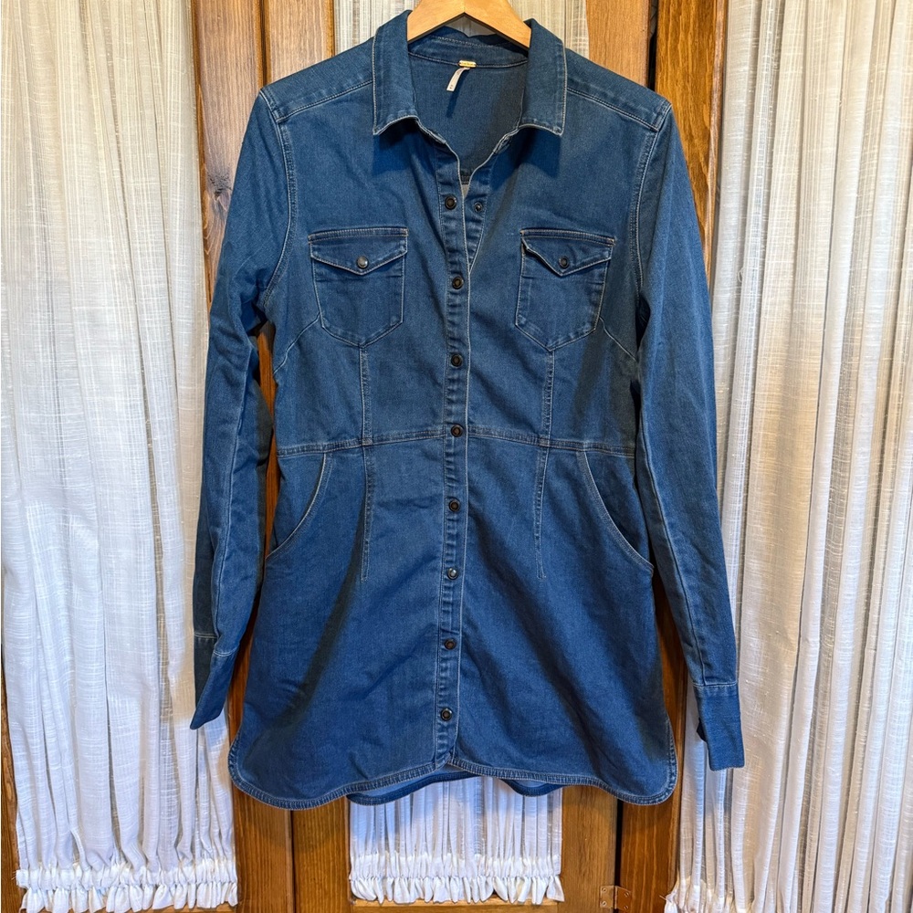 Free People Long Sleeve Denim Dress